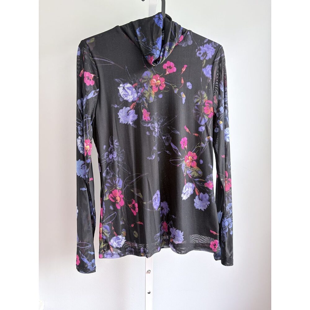 INC International Concepts Floral Mesh Turtleneck Top Size S NWT